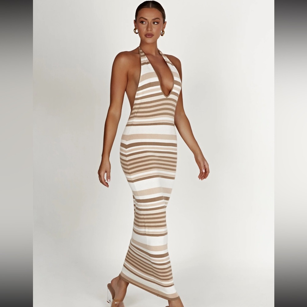 Meshki Brienne Stripe Maxi Dress - Cream